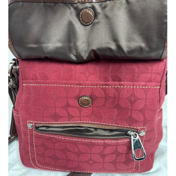 Fossil Signature Print Vintage Canvas, Fabric Crossbody Bag, Deep Red - Picture 4 of 14